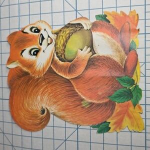 Vintage Die-Cut Out‎ Squirrel with Acorn, Eureka USA, 11"x9"